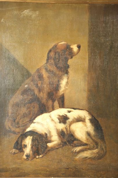 null CHARDIGNY Jules (1842-1892) Portraits de chiens
Paire d'huiles sur toile
55.5...