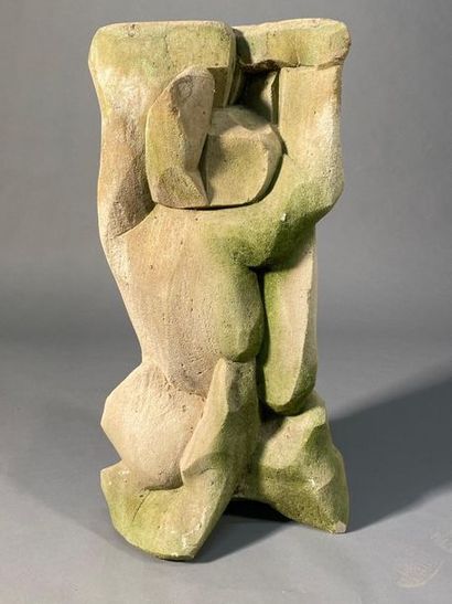 null Sculpture moderne en pierre " le couple" - H: 80, 5 cm