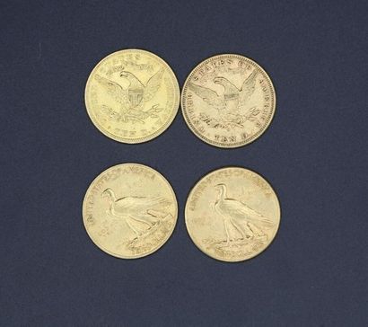 null Quatre pièces de 10 dollars en or 1905/1907/1910/1914 - 66.81 g