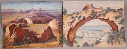null VINCENT Henri, 
Arizona : Monument Valley 1976 / Paysage au recto et au verso...