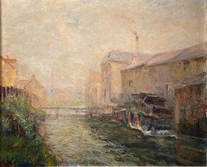 null LEFORT-MAGNIEZ Edouard (1868- ?) "Le Moulin" 
huile sur toile signée en bas...