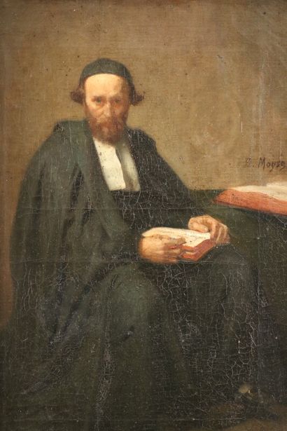 null MOYSE Edouard (1827-1908) Portrait d'un rabbin à la lecture - huile sur toile...