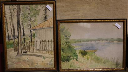 null Paysages du Bassin d'Arcachon - suite de deux aquarelles, 

datées août 1932...