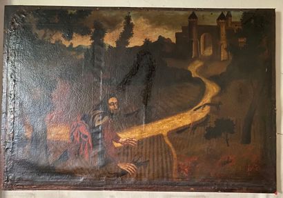 null Samson mettant le feu au château, Huile sur toile, XVIIIe.

107 x 161 cm

(tableau...
