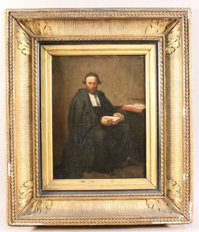 null MOYSE Edouard (1827-1908) Portrait d'un rabbin à la lecture - huile sur toile...