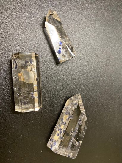 null Trois cristaux de quartz cristal de roche avec inclusions de fluorite - 382,...