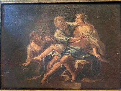 null VOUET Simon, d'après, Loth et ses filles, huile sur panneau, 24 x 33 cm