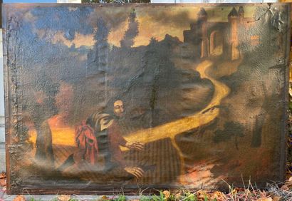 null Samson mettant le feu au château, Huile sur toile, XVIIIe.

107 x 161 cm

(tableau...