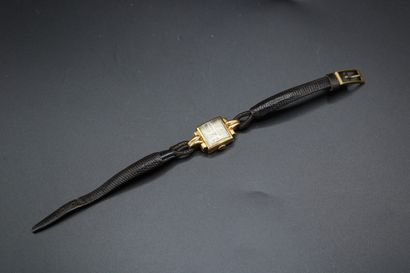 null Montre bracelet de femme boitier or jaune (750) carré - Poids brut : 9.2 g