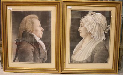 null Portraits de M. et Mme Fournier, 1802 - Paire de pastels,

39 x 29 cm

encadrés...