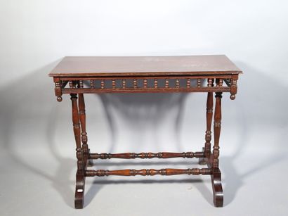 null Petite table d'appoint en bois naturel en bois tourné - 70 x 91 x 39 cm