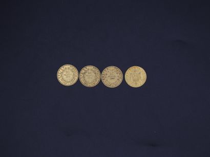null Quatre pièces en or jaune de 20 francs 1855 x 2 / 1859 / 1964 - 25.73 g