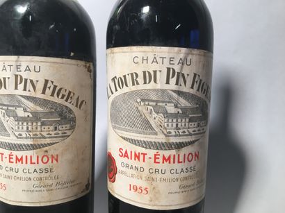 null 2 blles Ch. LA TOUR DU PIN FIGEAC Saint-Emilion 1955 - Basse-épaule, étiquettes...