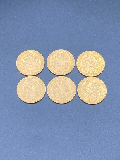 null Six pièces de 20 frs or au coq de 1914 - 38,76 g