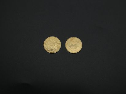 null Deux pièces : une de 10 francs suisses 1913 et une de 10 marks 1898 - 7,19 ...