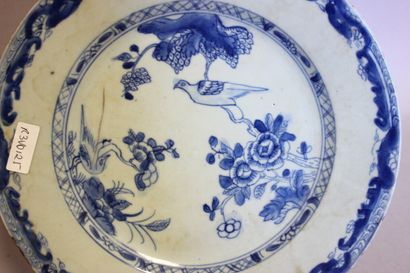 null Paire d'assiettes en porcelaine à décor d'oiseaux D 24 cm

deux fêles