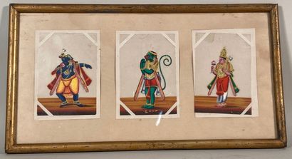 null Framed with three paintings on mica 

15 x 10 cm on view each

framed under...