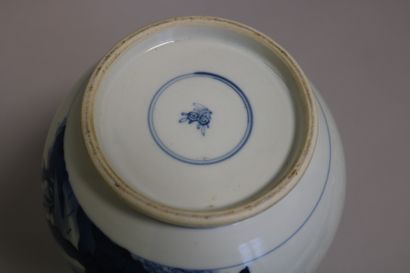 null Vase bleu blanc à décor de fleurs et oiseaux CHINE - H. 27,5 cm