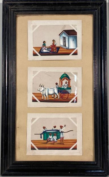 null Framed with three paintings on mica 

10 x 15 cm on view each

framed under...