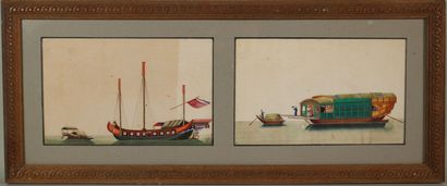null Framed with two gouaches on paper representing boats.

19 x 28,5 cm - at sight

restorations...