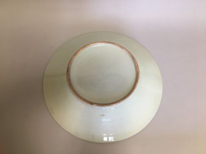 null Large dish with warriors decoration / white background