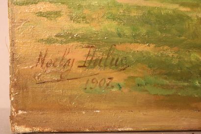 null DULUC Noëly (1864-1952) - "Prairie et forêt" - huile sur toile signée en bas...