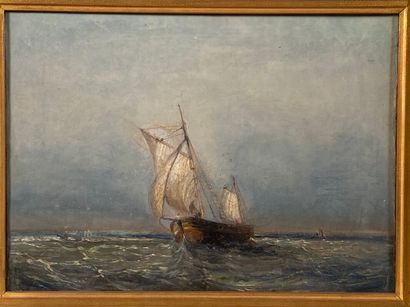 null Ecole française XIXéme "voilier" huile sur toile 23 x 31,5 cm