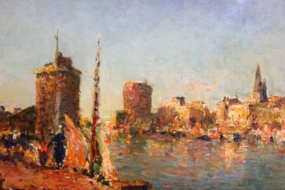 null GAGLIARDINI Gustave (1846-1927) "Port de La Rochelle" huile sur toile signée...
