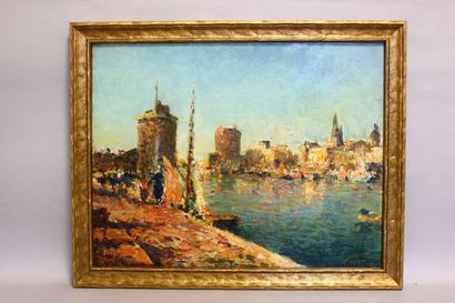 null GAGLIARDINI Gustave (1846-1927) "Port de La Rochelle" huile sur toile signée...