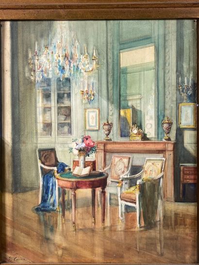 null CARME Félix (1863-1938) " scène d'interieur" aquarelle signée en bas à gauche...