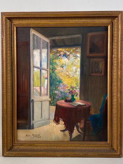 null CARME Félix (1863-1938) " scène d'interieur à la porte" huile sur toile signée...