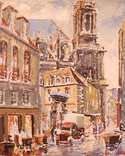 null LAVAL Fernand (1886/95-1966) - "Rue de l'église" huile sur toile - signé en...