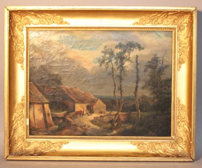 null "Maison de campagne", huile sur toile

37.5 x 46 cm

cadre doré (accident)