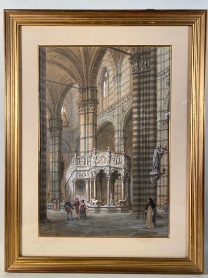 null CHAPERON Philippe (1823-1907) "Cathédrale de Pise" Aquarelle signée en bas à...