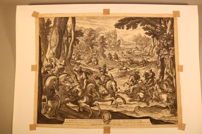 null TEMPESTA Antonio (1555-1630) - quatre gravures anciennes en noir, coupées et...