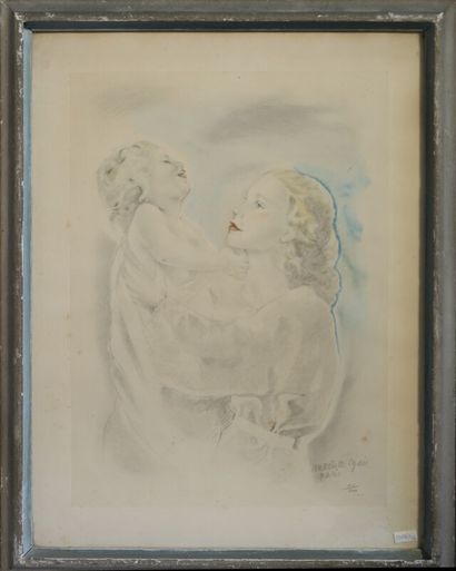 null LYDIX Mariette (1894-1970) "Femme et fillette" lithographie 106/200 signée en...