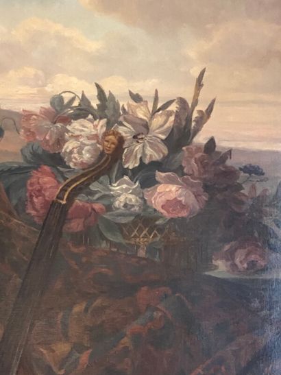 null Ecole Française XVIIIème "Nature Morte au violoncelle" huile sur toile 176 x...