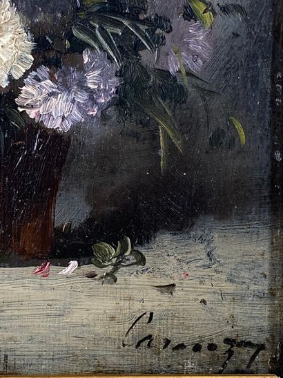 null CARANZA (XIXéme) "Bouquet de fleurs", huile sur toile, signée en bas à droite...
