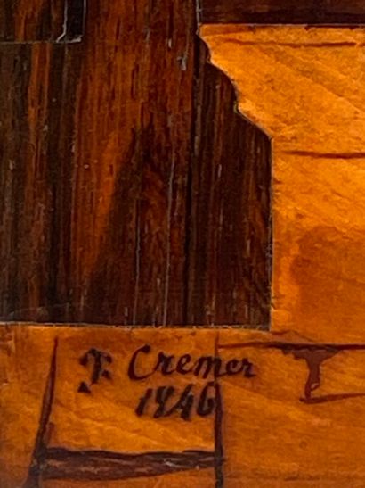null CREMER Joseph (1811-?) 

"Croisés dans une église" 

panneau de marqueterie...
