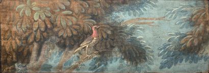 null Deux peintures décoratives "Oiseaux" 

huiles sur toile. 

26,5 x 76 cm