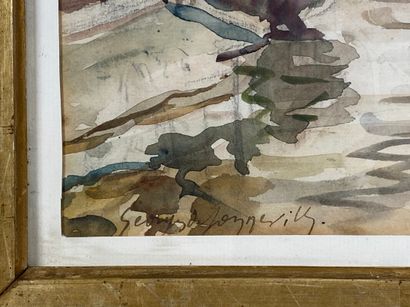 null DE SONNEVILLE Georges Prévéraud (1889-1978), "Les quais", aquarelle, signée...
