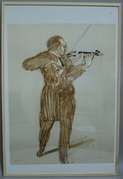 null WEISBUCH Claude (1927-2014) Le violonniste Lithographie 239/250 signée en bas...