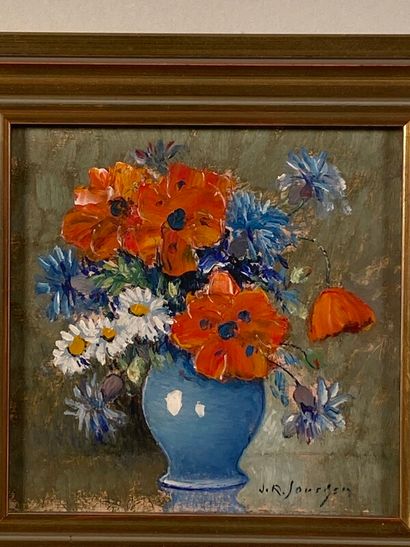 null SOURGEN Jean Roger (1883-1978) "bouquet de fleurs" huile sur isorel signée en...