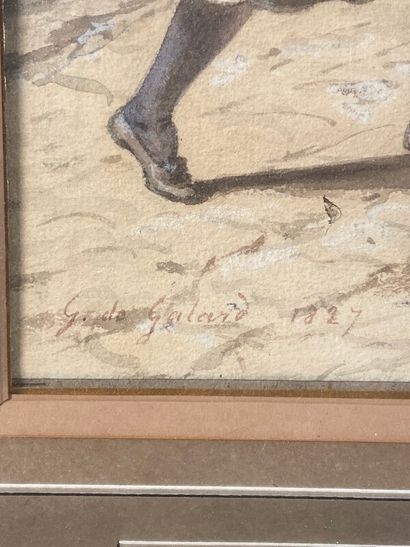 null DE GALARD Gustave (1779-1841) "les oeufs cassées" aquarelle signée en bas à...