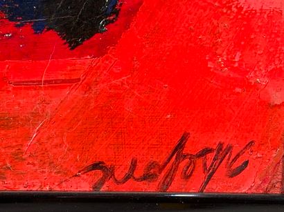 null LABEGORRE Serge (1932) "Abstraction rouge" huile sur panneau signée en bas à...
