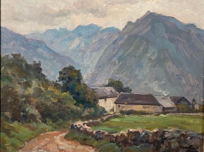 null GUEIT Louis Marius (1877-1956) "vue de montagne" huile sur panneau signée en...