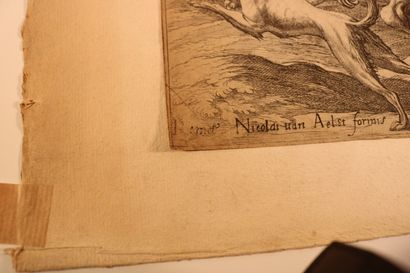 null TEMPESTA Antonio (1555-1630) - quatre gravures anciennes en noir, coupées et...
