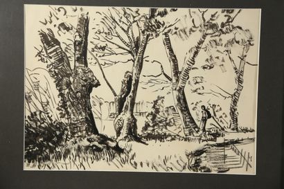 null R. Truquès, suite de trois dessins au feutre représentant des paysages,

16...