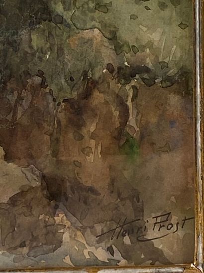 null PROST Henri (1939) "ruisseau' aquarelle signée en bas à droite 39,5 x 25 cm