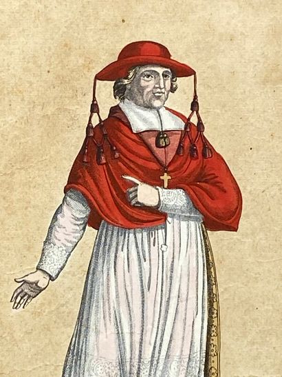 null Gravure XIX éme: "Costume du Cardsinal Caprara Légat du Pape" A Paris chez J....